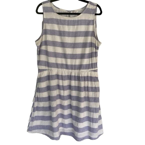 beachlunchlounge Linen Cotton Blend Ayesha Striped Midi Dress Size XL - Picture 1 of 13